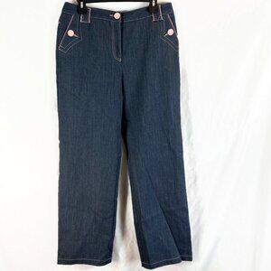 Vintage Mac & Jac Womens Jeans  Sz 10 Wide Leg Pink Accent